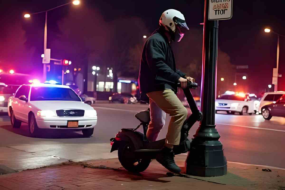 persona in monopattino di notte