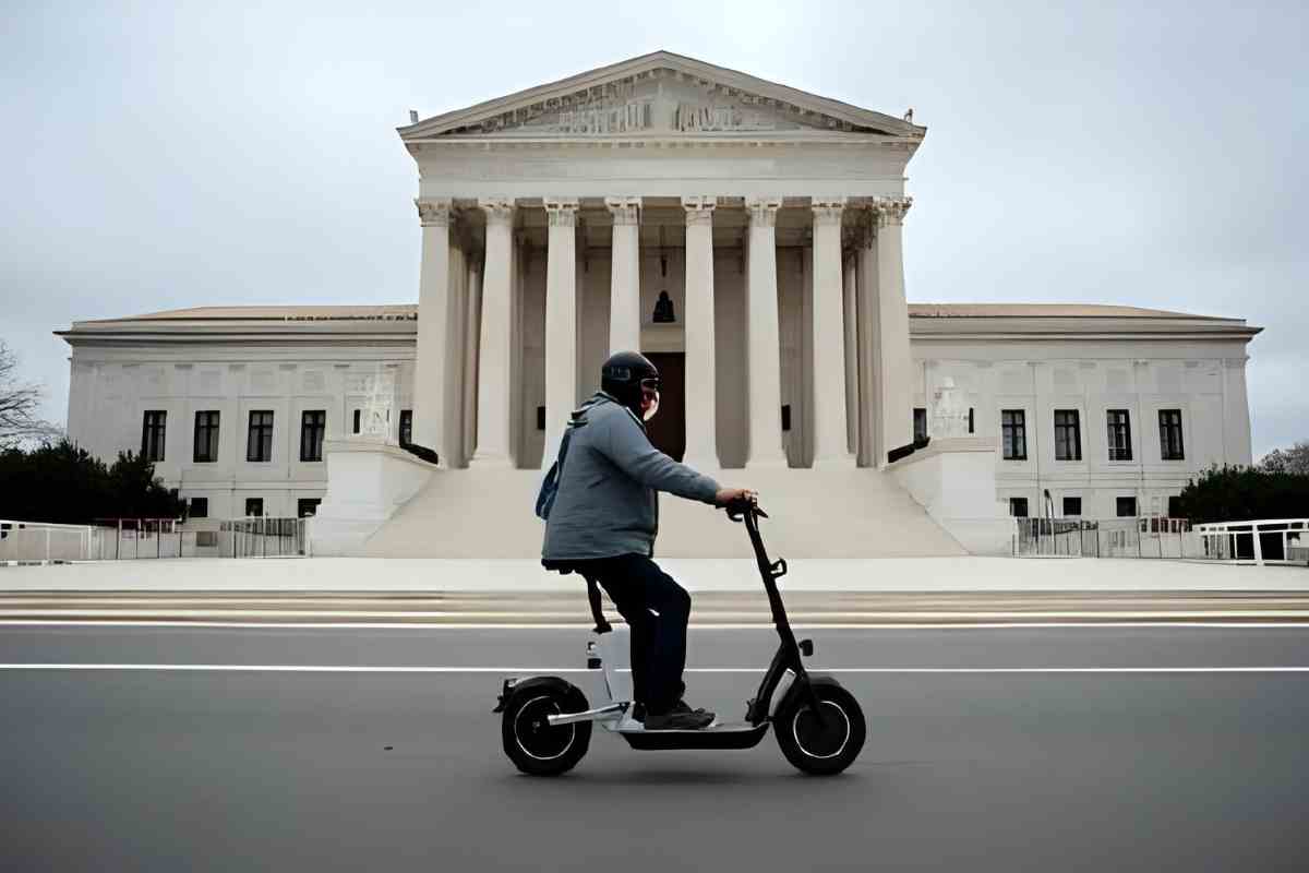 corte di cassazione e davanti persona in monopattino