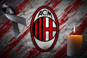 logo del milan e simboli di lutto