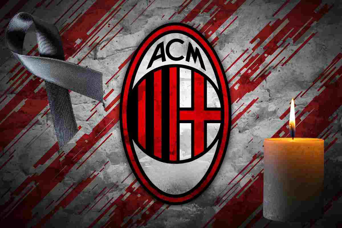 logo del milan e simboli di lutto